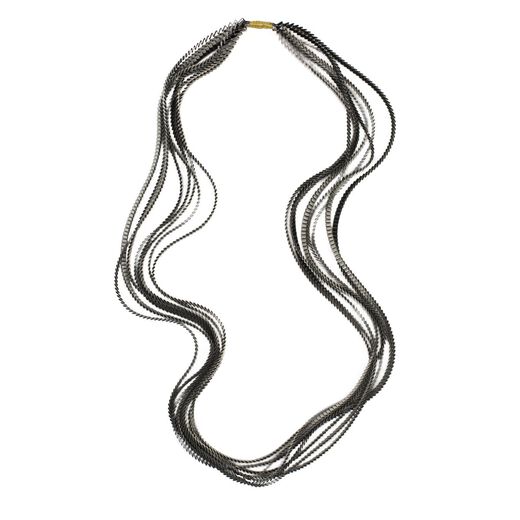 Silver and black pleat satin necklace
